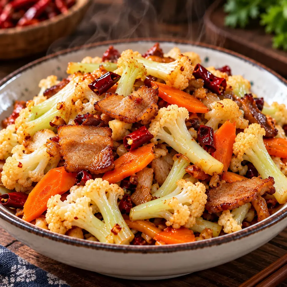 Stir-Fried Cauliflower with Pork Belly